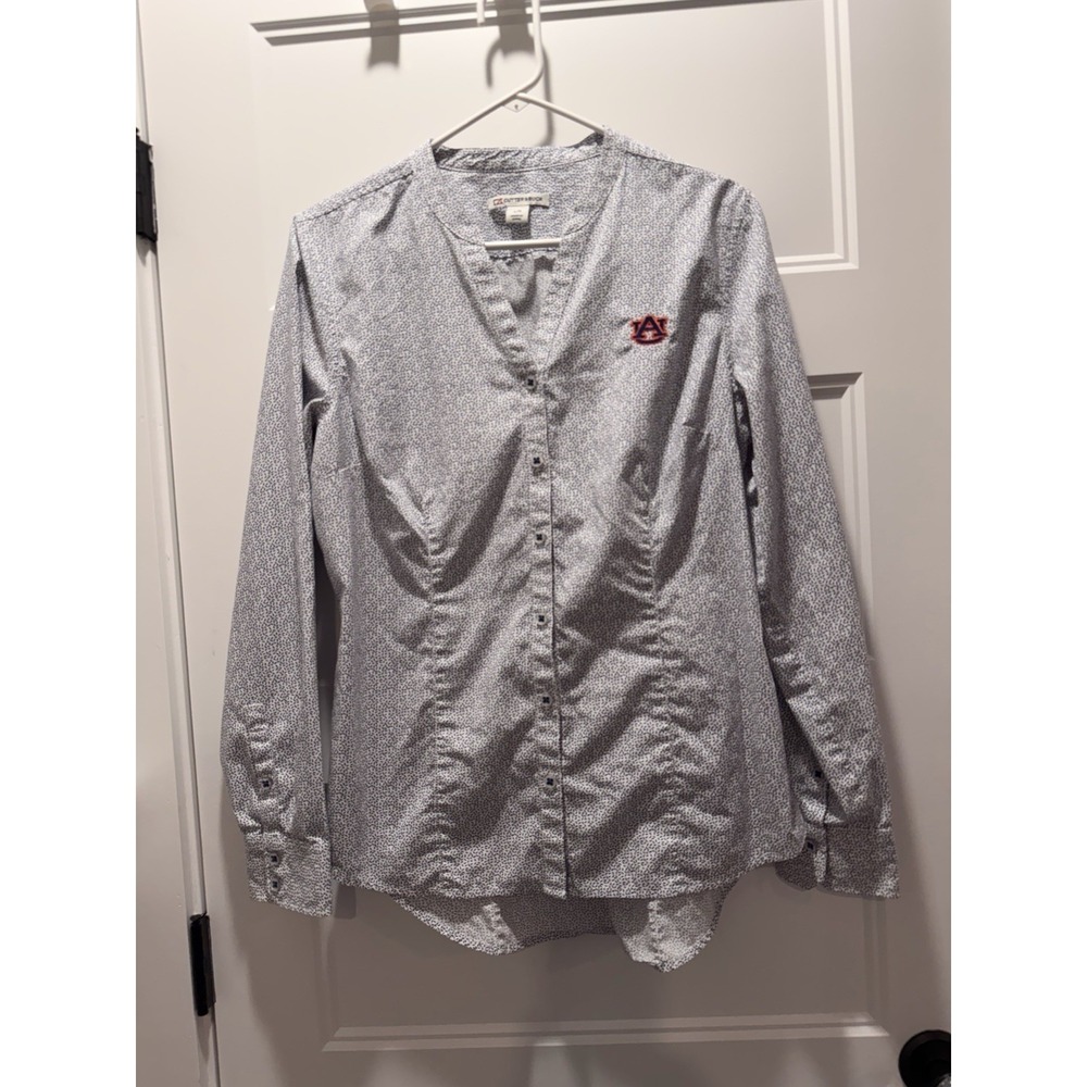 Women's Cutter & Buck Auburn Tigers 3/4 Sleeve Plaid Button Up Shirt, Large